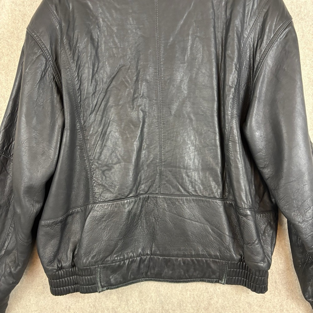 Vintage Members Only Soft Leather Jacket Mens XL Black Bomber 90s Oversized Moto - Picture 7 of 14